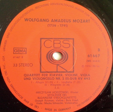 Wolfgang Amadeus Mozart - Mieczyslaw Horszowski, Budapest String Quartet : Die 2 Klavierquartette (LP, Album)