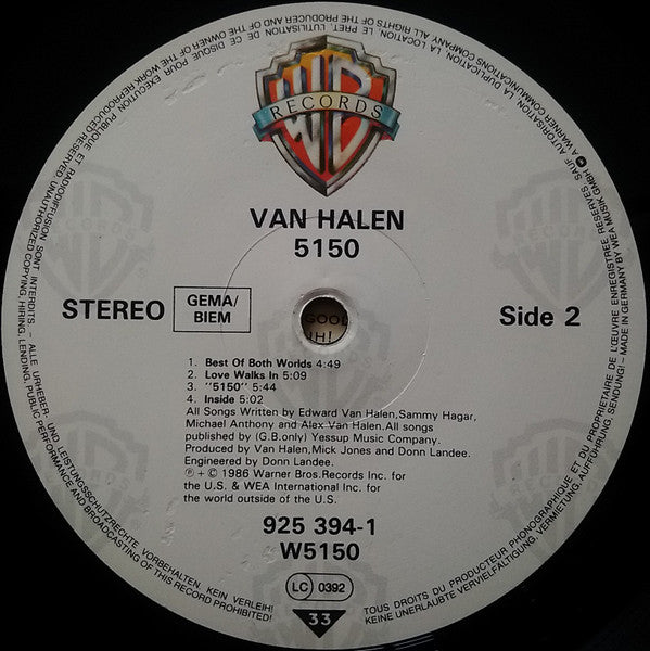 Van Halen : 5150 (LP, Album)