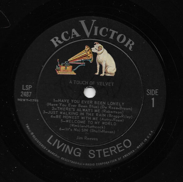 Jim Reeves : A Touch Of Velvet (LP, Album, RE)