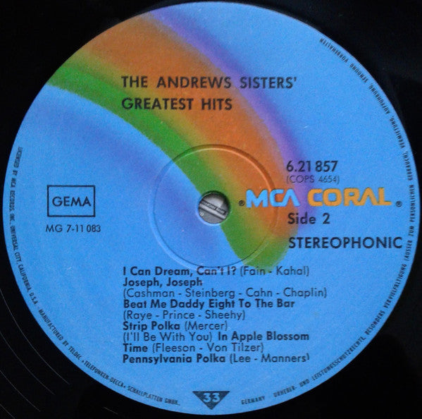 The Andrews Sisters : Greatest Hits (LP, Comp, RE)