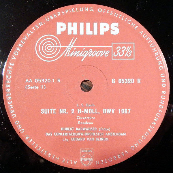 Johann Sebastian Bach, Hubert Barwahser, Concertgebouworkest, Eduard van Beinum : Suite Nr. 2 H-Moll, BWV 1067 (10")