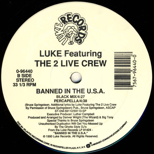 Luke Featuring The 2 Live Crew : Banned In The U.S.A. (12", SRC)