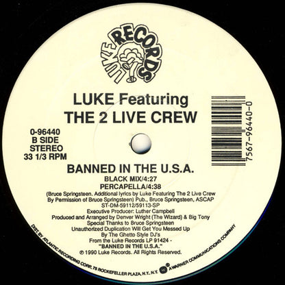 Luke Featuring The 2 Live Crew : Banned In The U.S.A. (12", SRC)