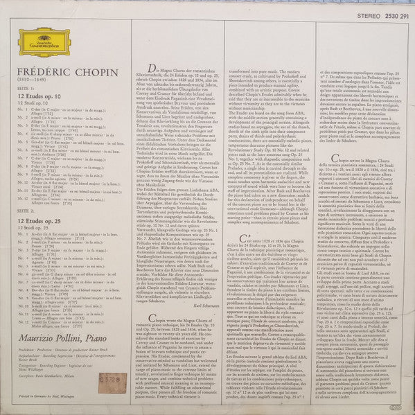 Frédéric Chopin - Maurizio Pollini : Études Op. 10 & Op. 25 (LP, RE)