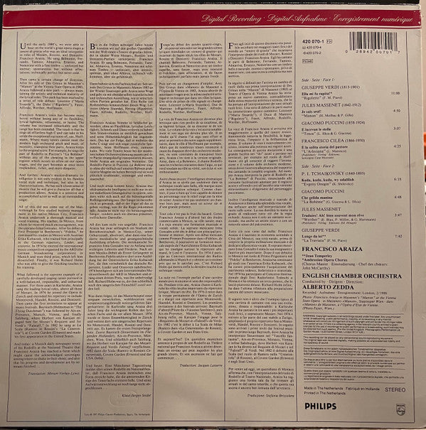 Francisco Araiza - English Chamber Orchestra, Alberto Zedda : Opera Arias (LP, Album)