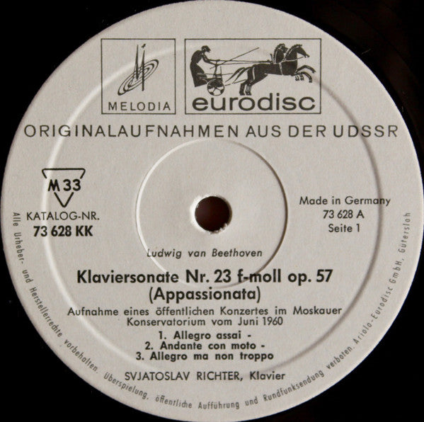 Ludwig van Beethoven, Joseph Haydn, Sviatoslav Richter : Klaviersonate Nr. 23, Klaviersonate C-moll Nr.20 (LP)