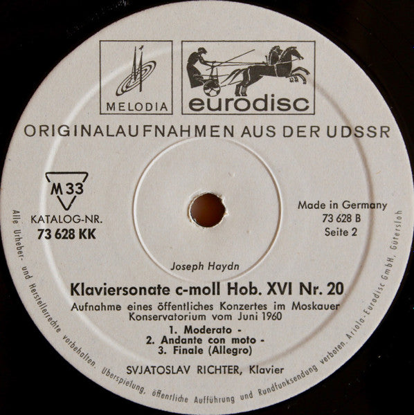 Ludwig van Beethoven, Joseph Haydn, Sviatoslav Richter : Klaviersonate Nr. 23, Klaviersonate C-moll Nr.20 (LP)