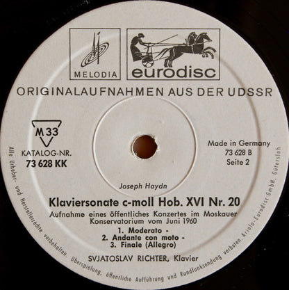 Ludwig van Beethoven, Joseph Haydn, Sviatoslav Richter : Klaviersonate Nr. 23, Klaviersonate C-moll Nr.20 (LP)