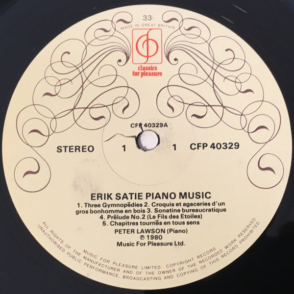 Erik Satie, Peter Lawson : Piano Music (LP)