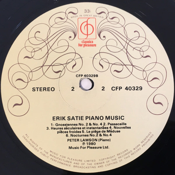 Erik Satie, Peter Lawson : Piano Music (LP)