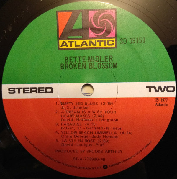 Bette Midler : Broken Blossom (LP, Album, Pre)