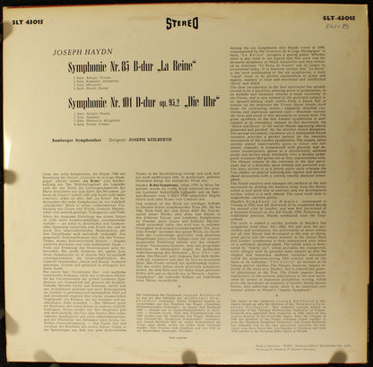 Joseph Haydn - Joseph Keilberth, Bamberger Symphoniker : Symphonie Nr. 85 B-dur "La Reine", Symphonie Nr. 101 D-dur Op. 95,2 "Die Uhr" (LP)