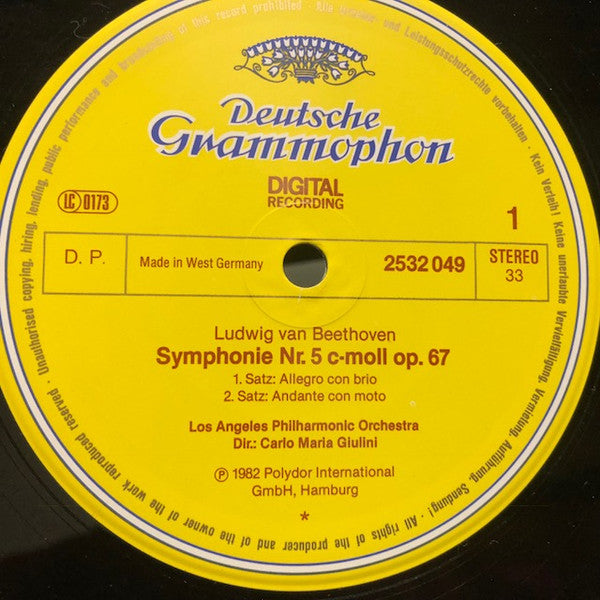 Ludwig van Beethoven - Los Angeles Philharmonic Orchestra, Carlo Maria Giulini : Symphony No. 5 (LP)