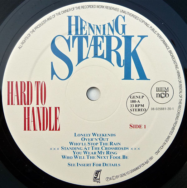 Henning Stærk : Hard To Handle (LP, Album)