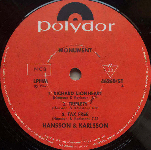 Hansson & Karlsson : Monument (LP, Album)