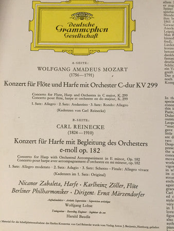 Wolfgang Amadeus Mozart, Carl Reinecke : Konzert Für Flöte Und Harfe • Konzert Für Harfe (LP)