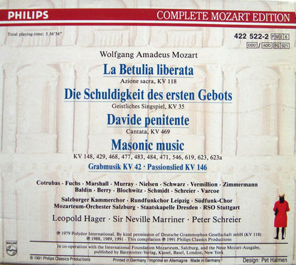 Wolfgang Amadeus Mozart : Oratorios, Cantatas, Masonic Music (6xCD, RP + Box, Comp, Sli)