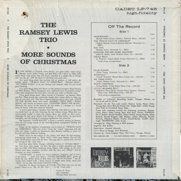 The Ramsey Lewis Trio : More Sounds Of Christmas (LP, Album, Mono, RE)