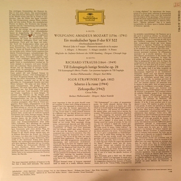 Wolfgang Amadeus Mozart • Richard Strauss • Igor Stravinsky : Humor In Der Musik (LP, Comp)