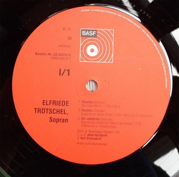 Elfride Trötschel : Elfriede Trötschel Historische Aufnahmen Aus Den Jahren 1943 - 1950  (2xLP, Comp, Mono)