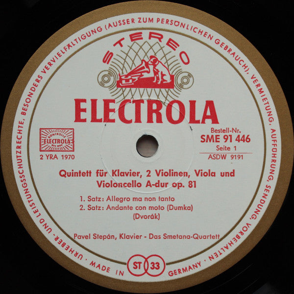Antonín Dvořák - Pavel Štěpán, Smetana Quartet, Jiří Novák (2) : Klavierquintett A-dur Op. 81 / Sonatine Für Violine Und Klavier G-dur Op. 100 (LP, Album)