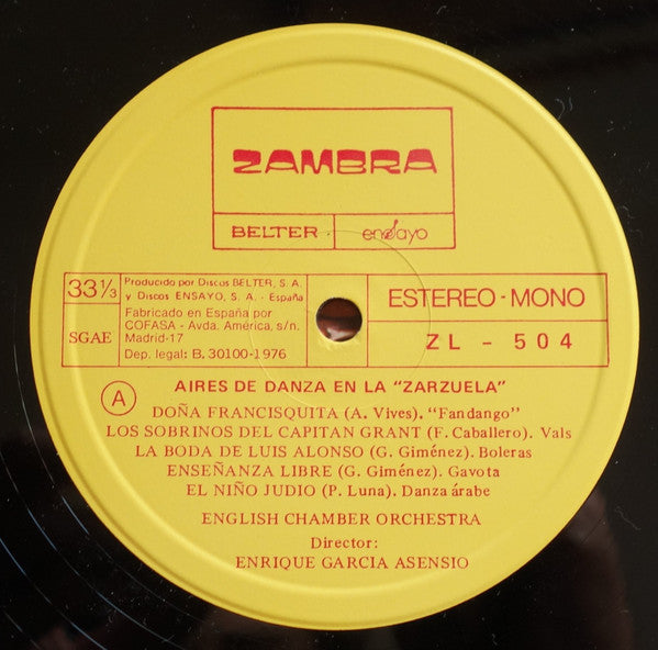 Enrique Garcia Asensio, English Chamber Orchestra : Aires De Danza En La Zarzuela  (LP, Gat)