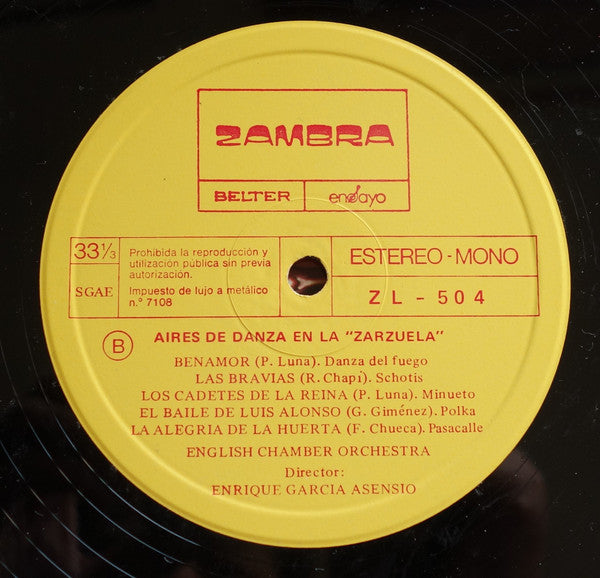 Enrique Garcia Asensio, English Chamber Orchestra : Aires De Danza En La Zarzuela  (LP, Gat)