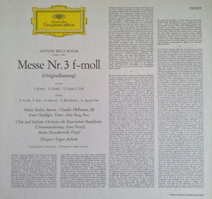 Anton Bruckner / Maria Stader ‧ Claudia Hellmann ‧ Ernst Haefliger ‧ Kim Borg ‧ Dirigent: Eugen Jochum : Messe Nr.3 ‧ F-Moll (LP, RP)