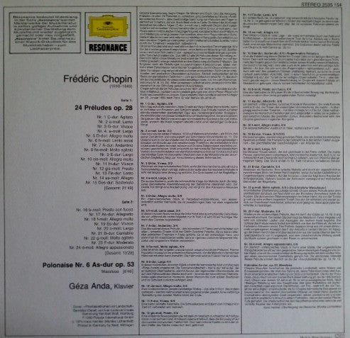 Frédéric Chopin – Géza Anda : 24 Préludes (LP, RE)