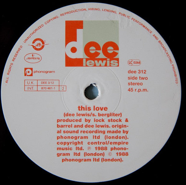 Dee Lewis : The Best Of My Love (12")