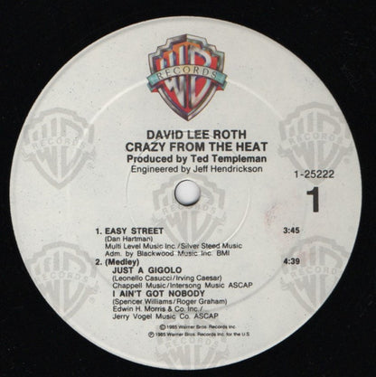 David Lee Roth : Crazy From The Heat (12", EP, Spe)