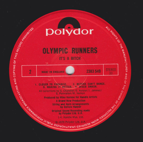 Olympic Runners : It's A Bitch (LP, Album)