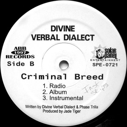 Divine Verbal Dialect : The Natural / Criminal Breed (12")