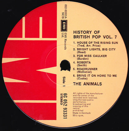 The Animals : History Of British Pop Vol. 7 - The Animals (LP, Album, Comp)