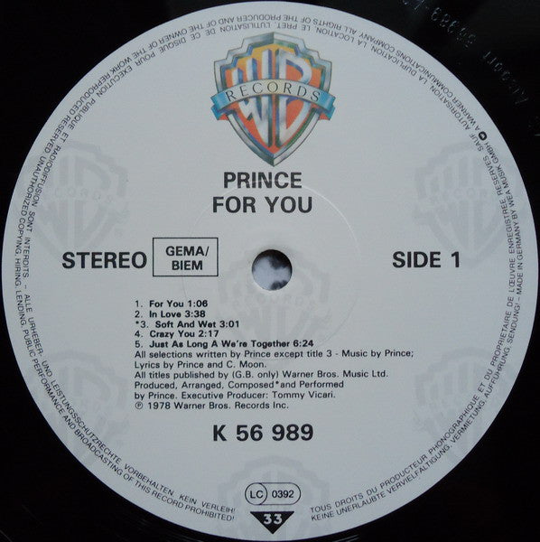 Prince : For You (LP, Album, RE)