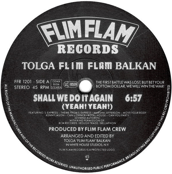 Tolga "Flim Flam" Balkan : Shall We Do It Again  (Yeah! Yeah!) (12", P/Mixed)