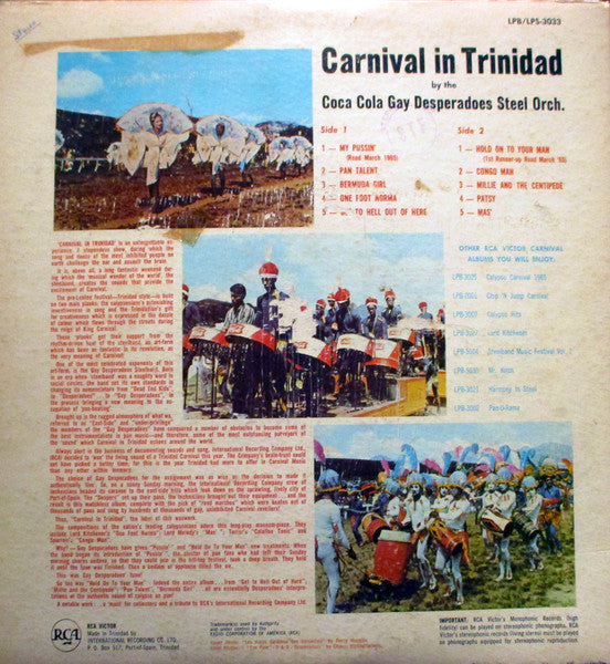 Gay Desperadoes Steel Orchestra : Carnival In Trinidad  (LP)