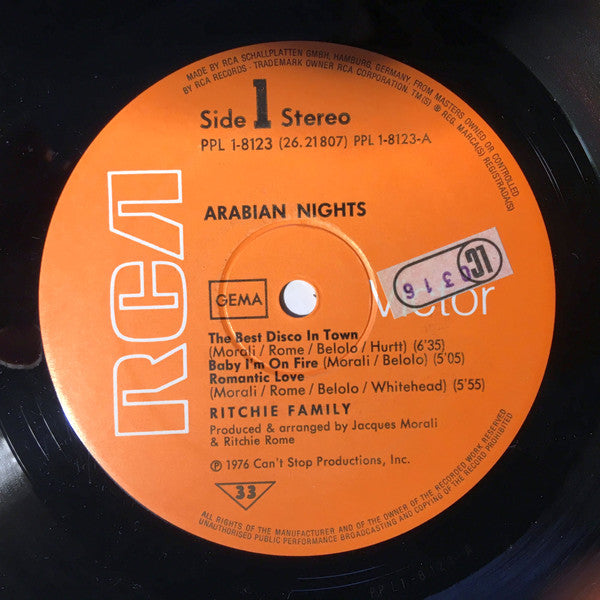 The Ritchie Family : Arabian Nights (LP, Album, LC )