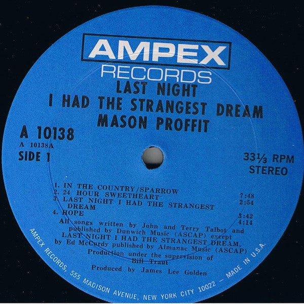 Mason Proffit : Last Night I Had The Strangest Dream (LP, Album, ARP)