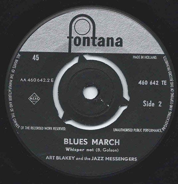 Art Blakey & The Jazz Messengers : Blues March (7", Bla)