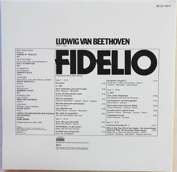 Ludwig van Beethoven, Karl Böhm : Fidelio - Gesamtaufnahme Ohne Dialoge (2xLP, Mono)
