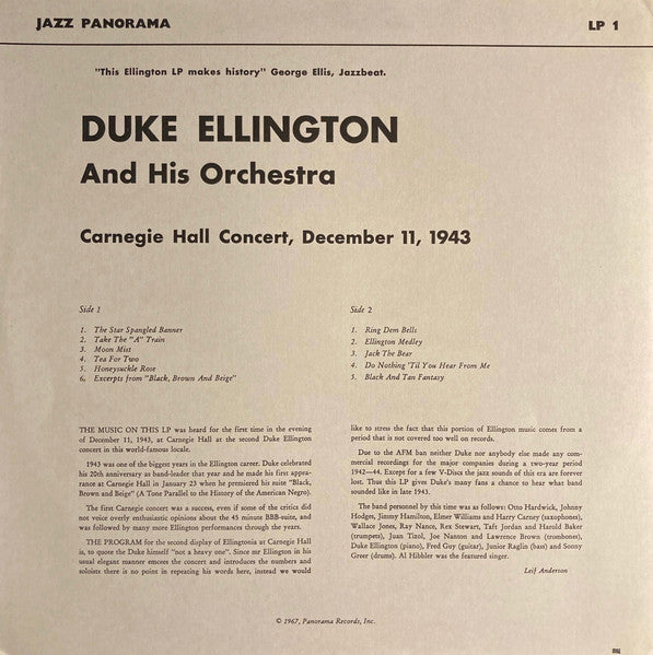 Duke Ellington And His Orchestra : Carnegie Hall Concert December 11, 1943 (LP, Album)