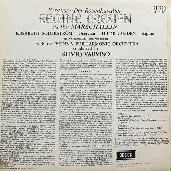 Richard Strauss, Régine Crespin, Elisabeth Söderström ∙ Hilde Güden ∙ Wiener Philharmoniker ∙ Silvio Varviso : Der Rosenkavalier (LP, RE)