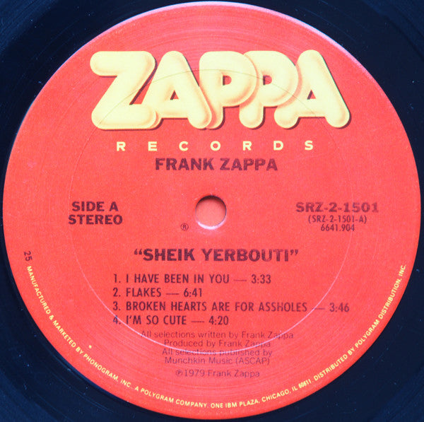 Frank Zappa : Sheik Yerbouti (2xLP, Album, Aut)