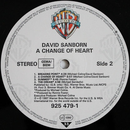 David Sanborn : A Change Of Heart (LP, Album)