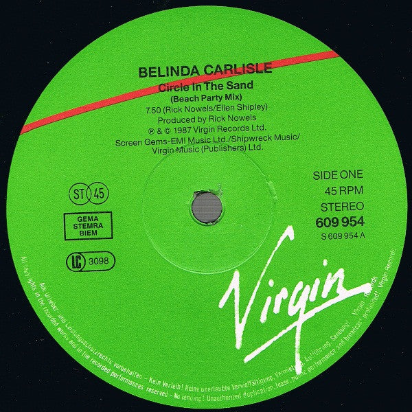 Belinda Carlisle : Circle In The Sand (12", Maxi)