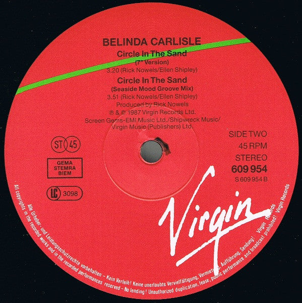 Belinda Carlisle : Circle In The Sand (12", Maxi)