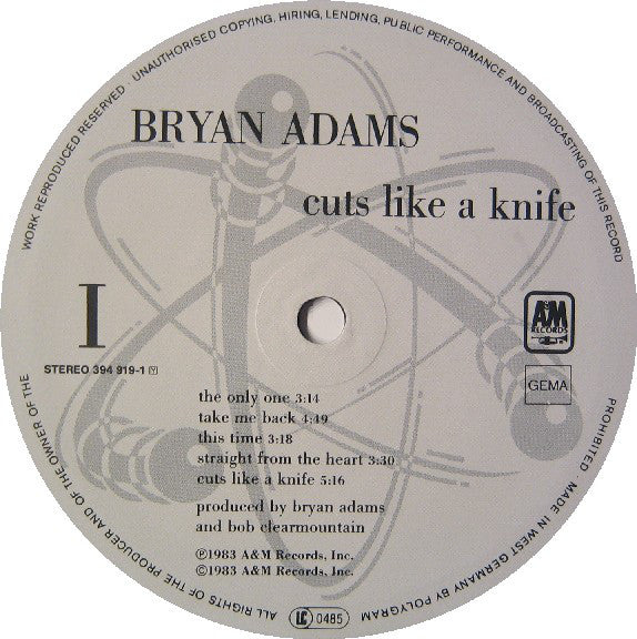 Bryan Adams : Cuts Like A Knife (LP, Album, RE)