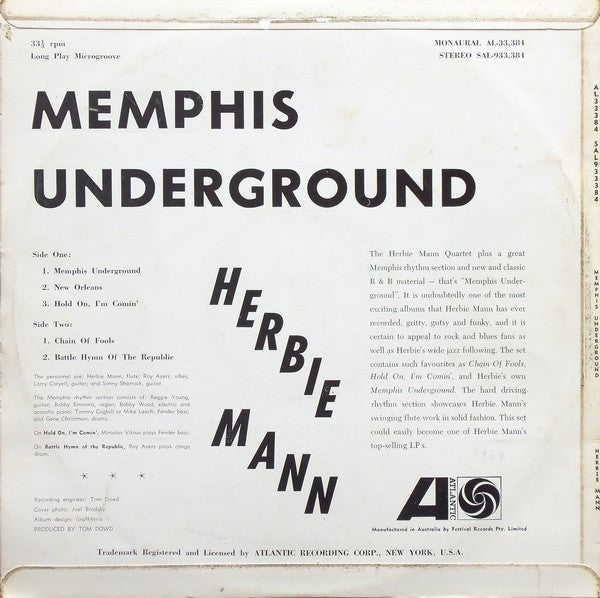 Herbie Mann : Memphis Underground (LP, Album)