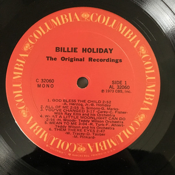 Billie Holiday : The Original Recordings (LP, Comp, Mono)